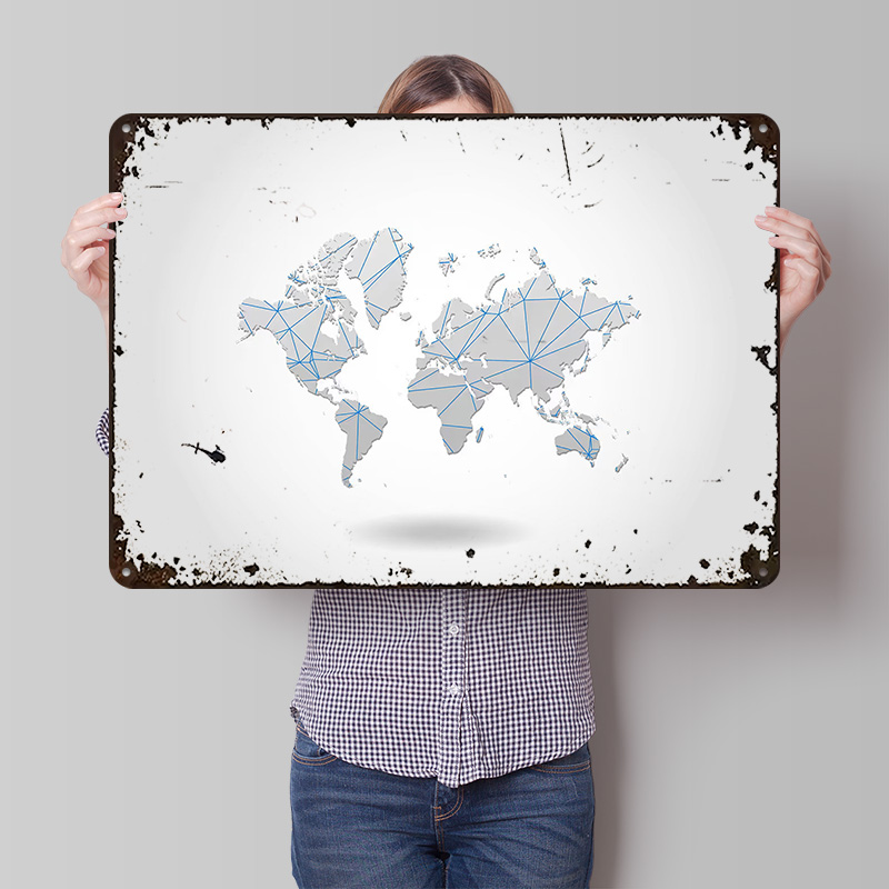 World Map Tinplate Poster Cust - World Of Retro Gaming review and price