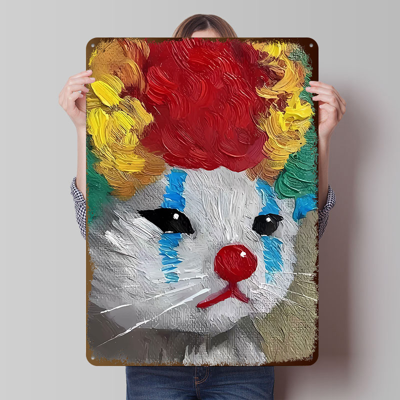 Sad Clown Cat Painting Tinplat - Retro Gaming Gadgets review and price