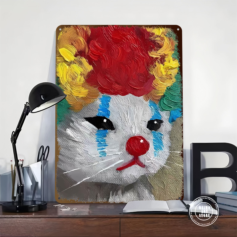 Sad Clown Cat Painting Tinplat - Retro Gaming Gadgets review and price