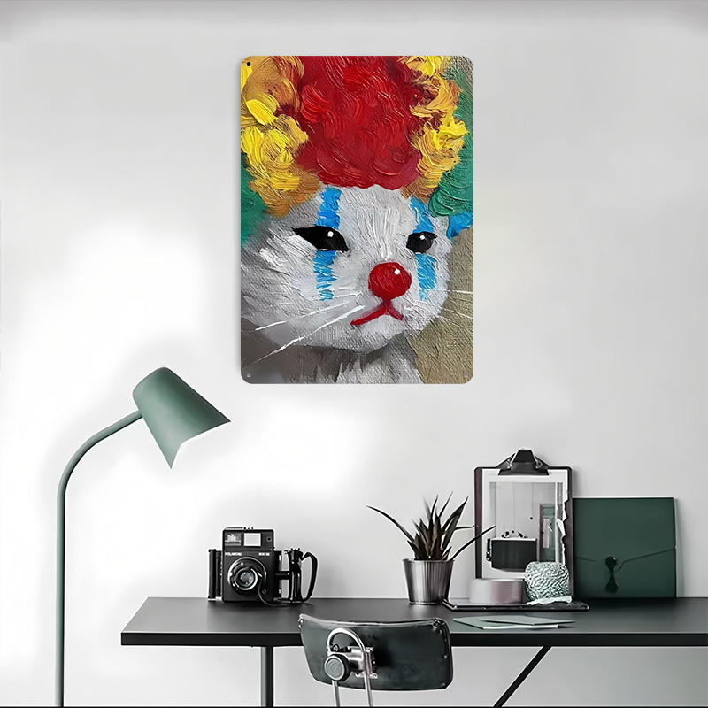 Sad Clown Cat Painting Tinplat - Retro Gaming Gadgets review and price