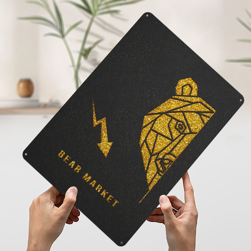 Gold Bear Market Metal Poster  - Retro Gaming Market review and price