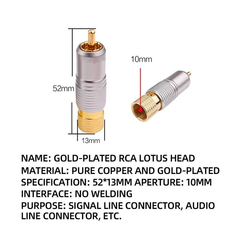 4pcs Hifi 24K Gold Plated RCA  - Composite Rca Cable review and price