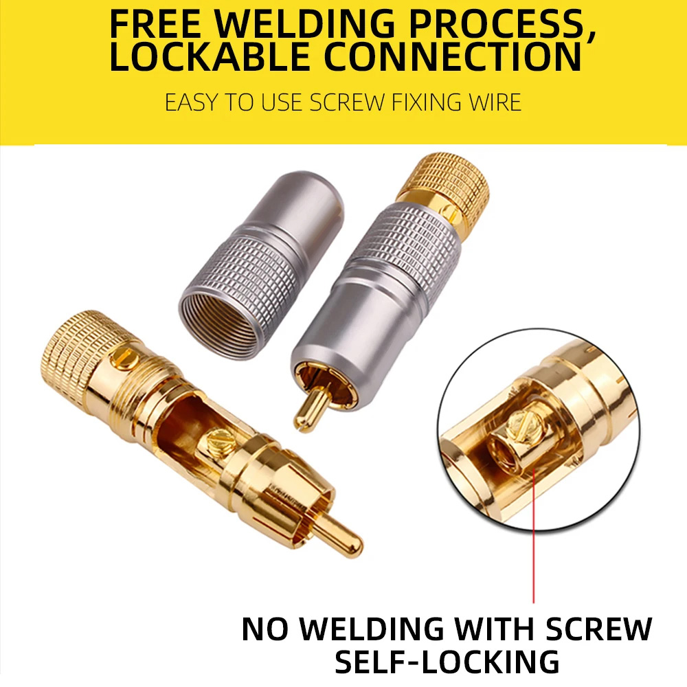 4pcs Hifi 24K Gold Plated RCA  - Composite Rca Cable review and price