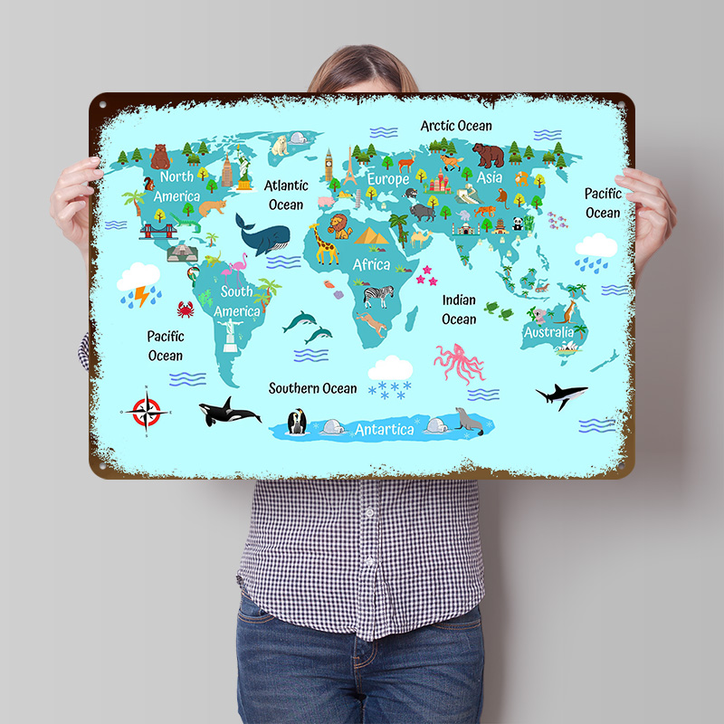 Kids World Map Printed Poster  - World Of Retro Gaming review and price